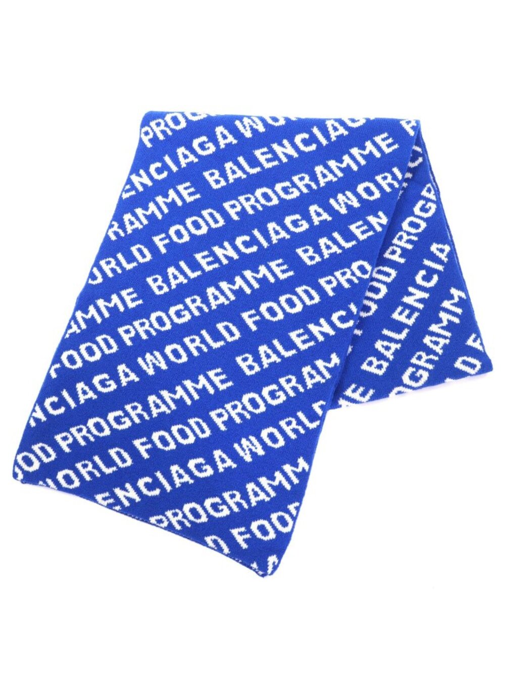Balenciaga Wool Jacquard Logo Large Scarf Shawl Blue White